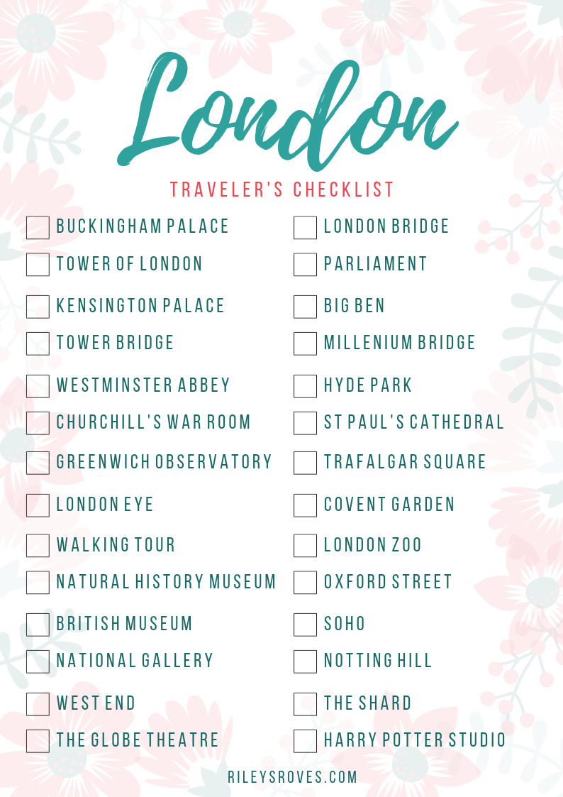 london to do list