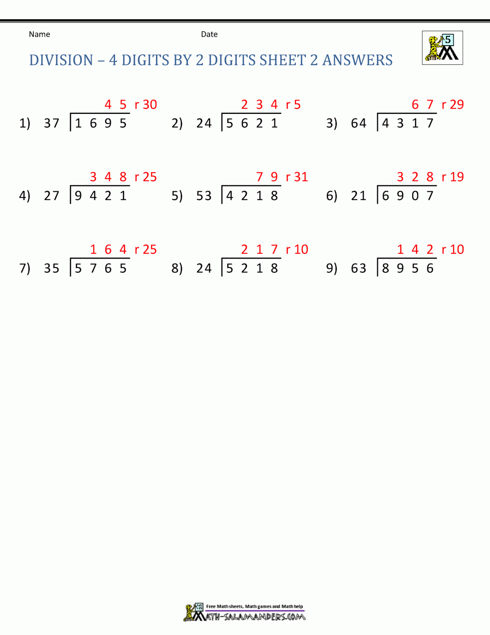 Long Division Worksheets For 5th Grade Worksheets Library