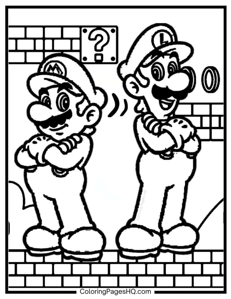 luigi mario coloring pages