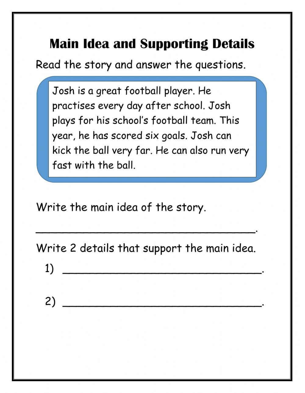 Main Idea And Supporting Details Activity Main Idea Supporting Details Literacy Center For Grades 4 5 Reading Comprehension Activity Literacy Centers Kindergarten
