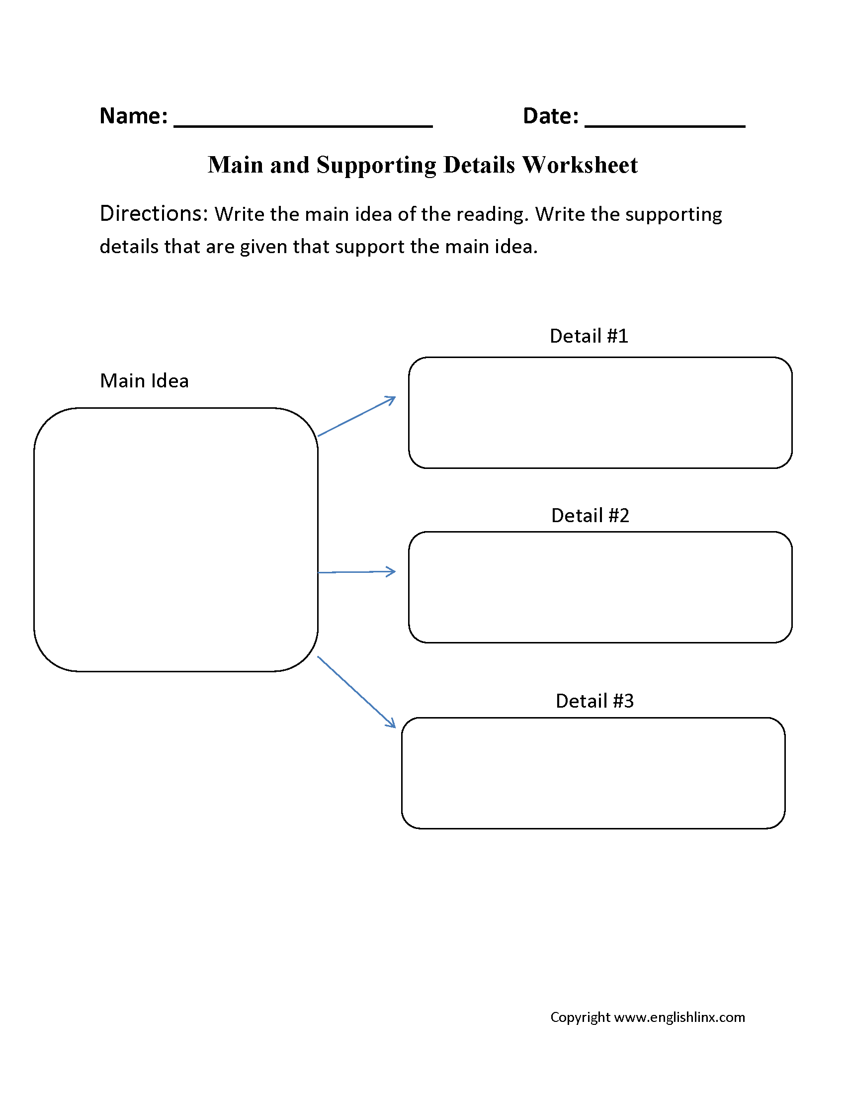 Main Idea Worksheets Main Idea And Supporting Details Worksheet