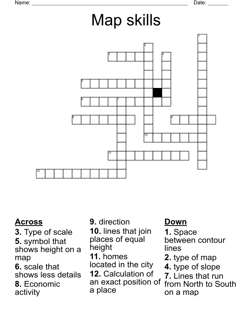 Map Skills Crossword WordMint