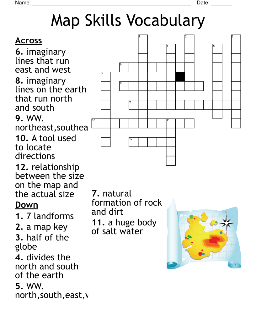 Map Skills Vocabulary Crossword WordMint