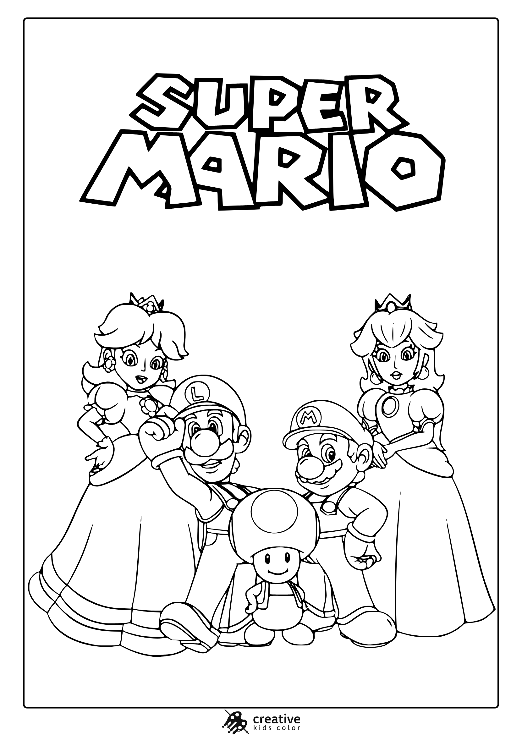 mario characters coloring page