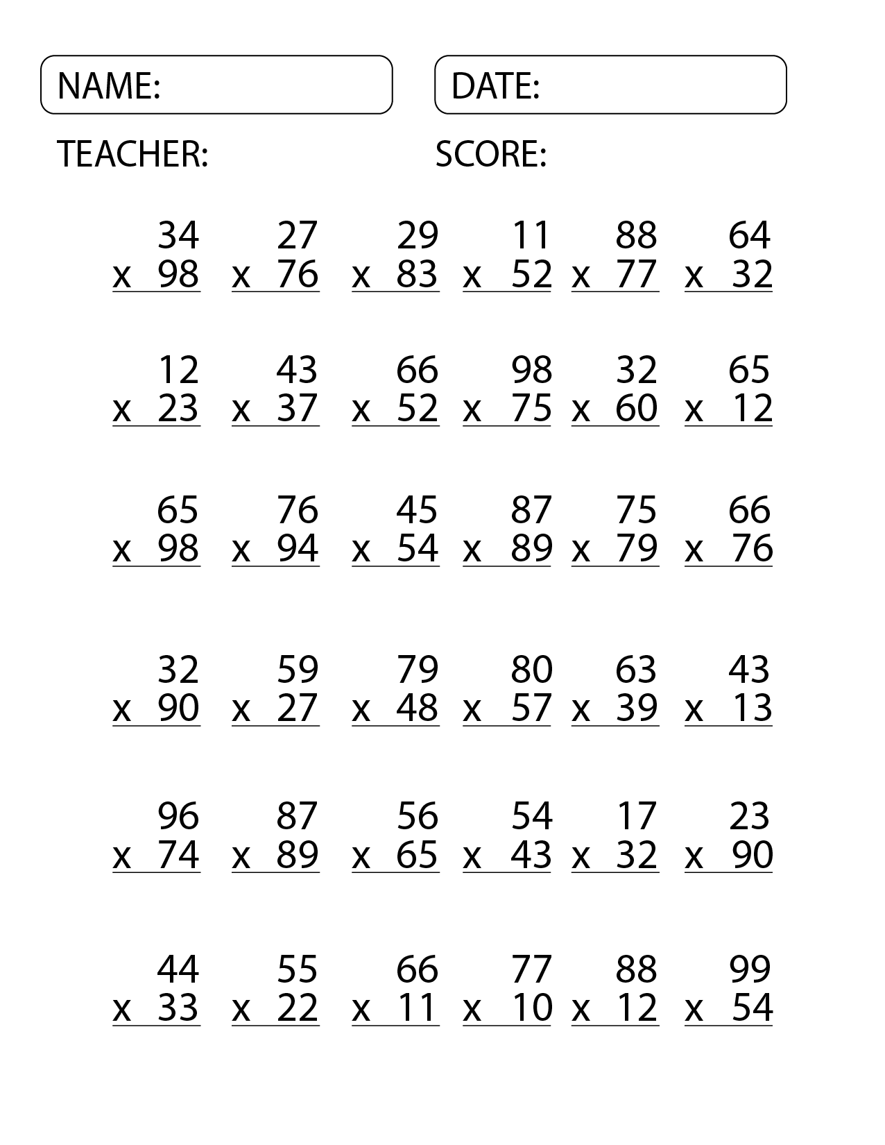 Master Multiplication With Our 2 Digit By 2 Digit Multiplication Worksheets Made By Teachers