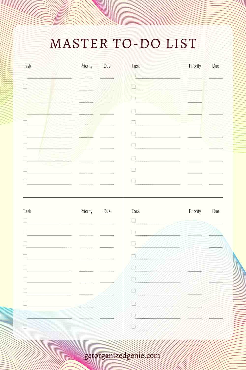 to do list categories