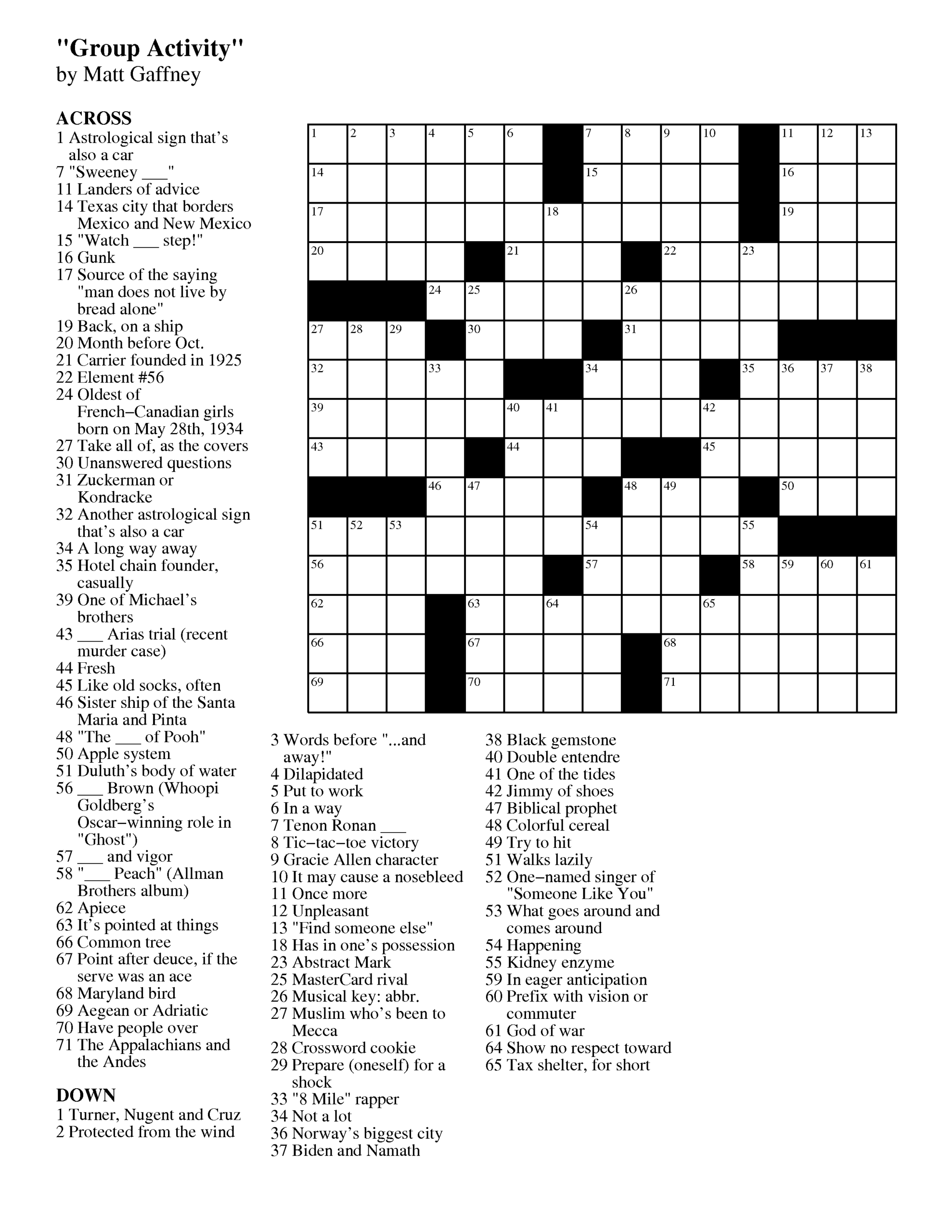 Matt Gaffney s Weekly Crossword Contest Page 776