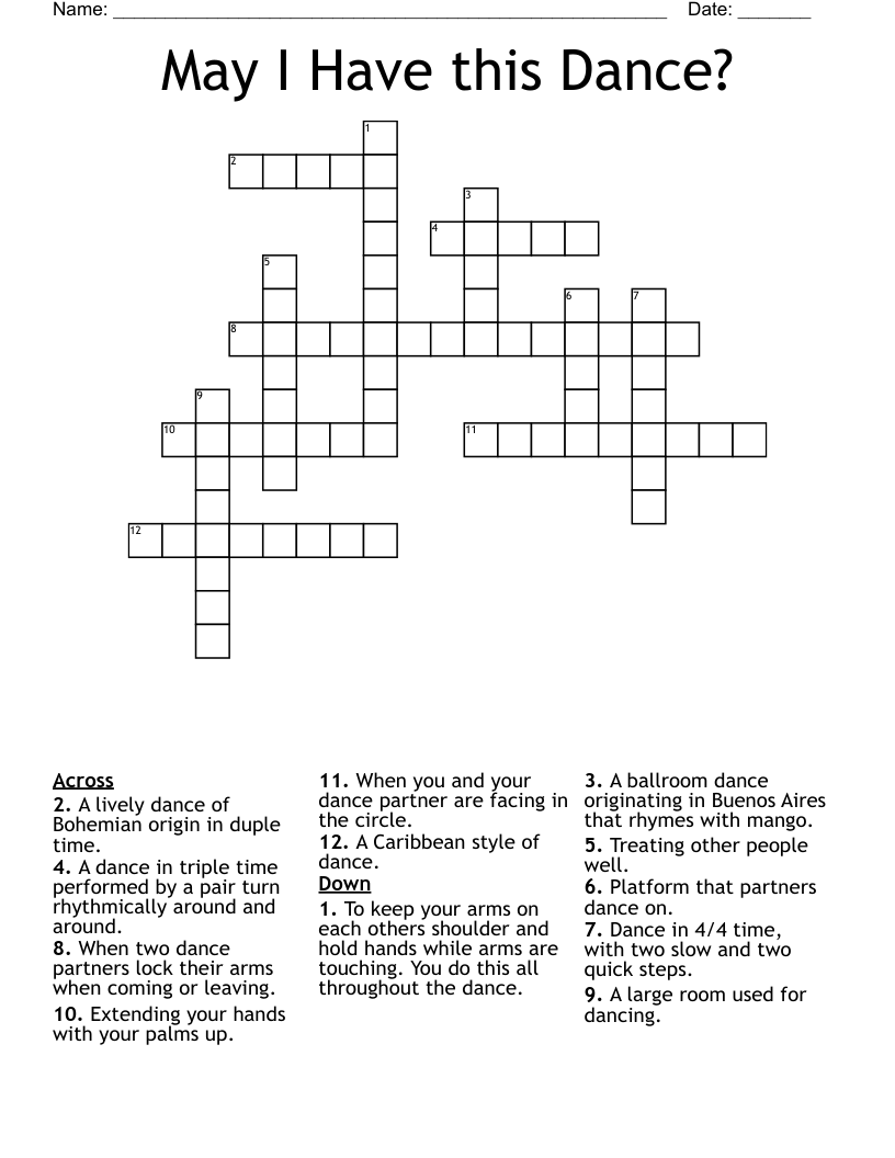 May I Have This Dance Crossword WordMint May I Have This Dance Crossword WordMint