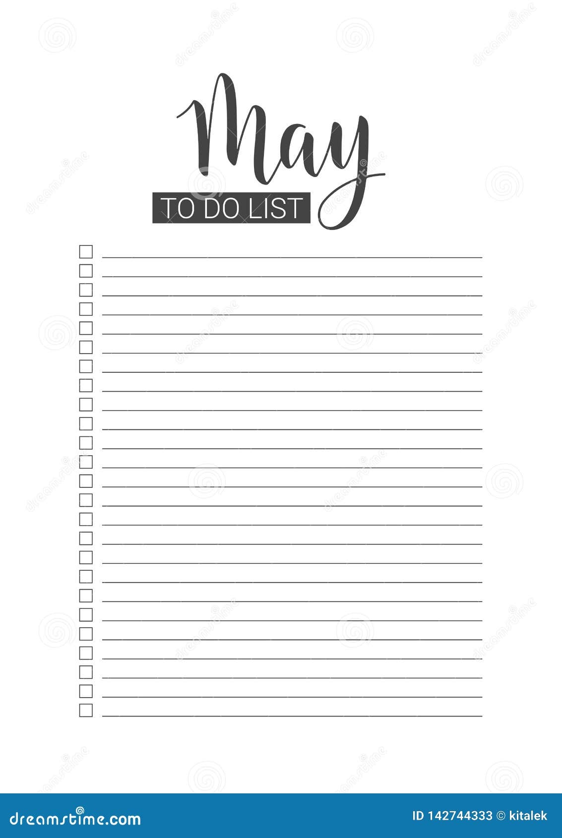 May To Do List Vector Template Handwritten Lettering Stock Vector Illustration Of Print School 142744333