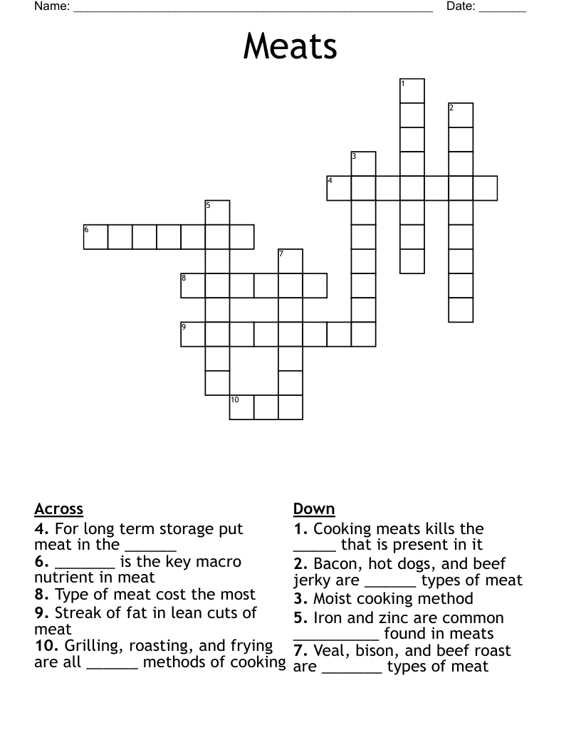 Meats Crossword WordMint