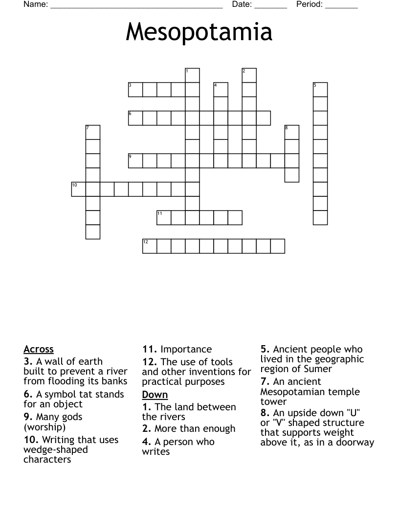 Mesopotamia Crossword WordMint