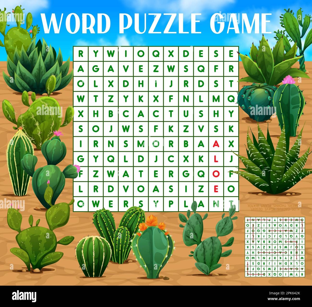 Mexican Prickly Cactus Succulents Word Search Puzzle Game Vector Kids Quiz Worksheet Agave Aloe Or Opuntia Thorn Flowers In Mexican Desert Entert Stock Vector Image Art Alamy