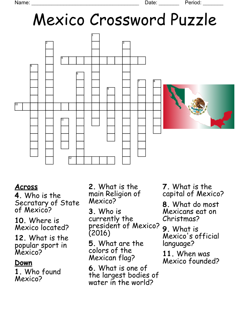 Mexico Crossword WordMint