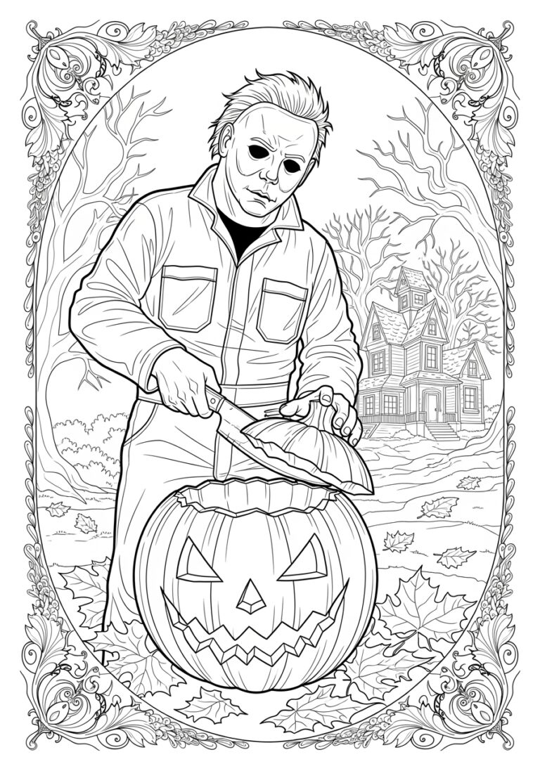 Michael Myers Jack o lantern Coloring Page Printable