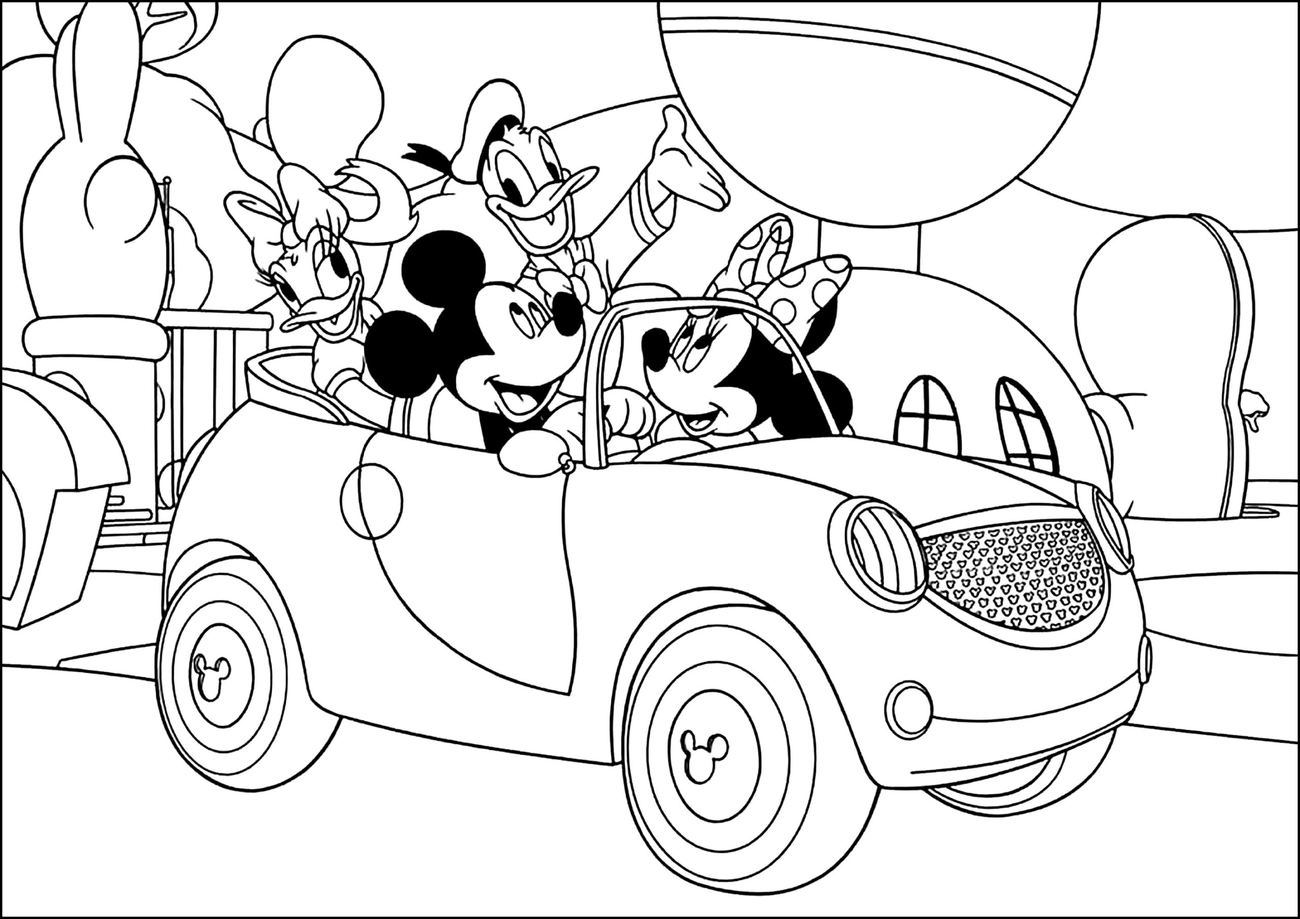 Mickey s Friends In The Car Mickey Mouse Clubhouse Coloring Pages