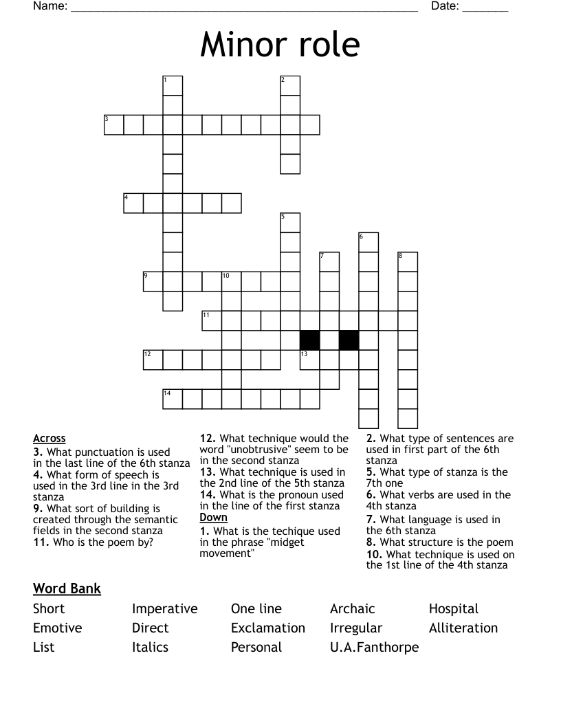 Minor Quarrel Crossword
