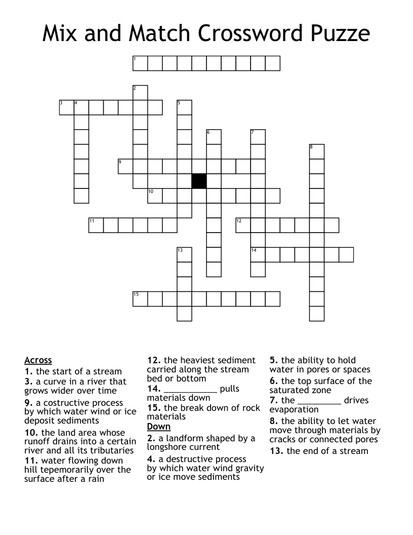 Mix And Match Crossword Puzze WordMint