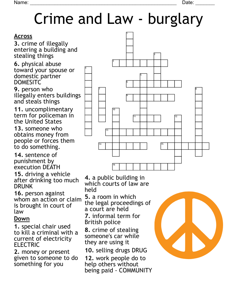 Mock Trial Crosswords WordMint