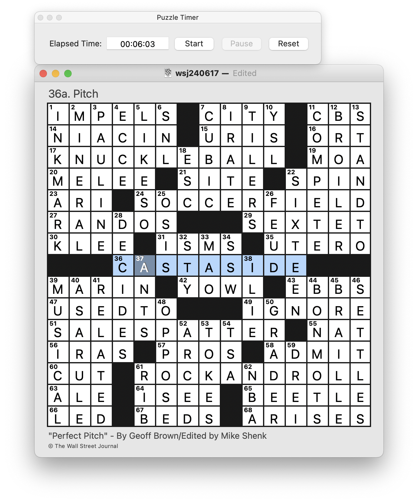 wall street journal crossword answers