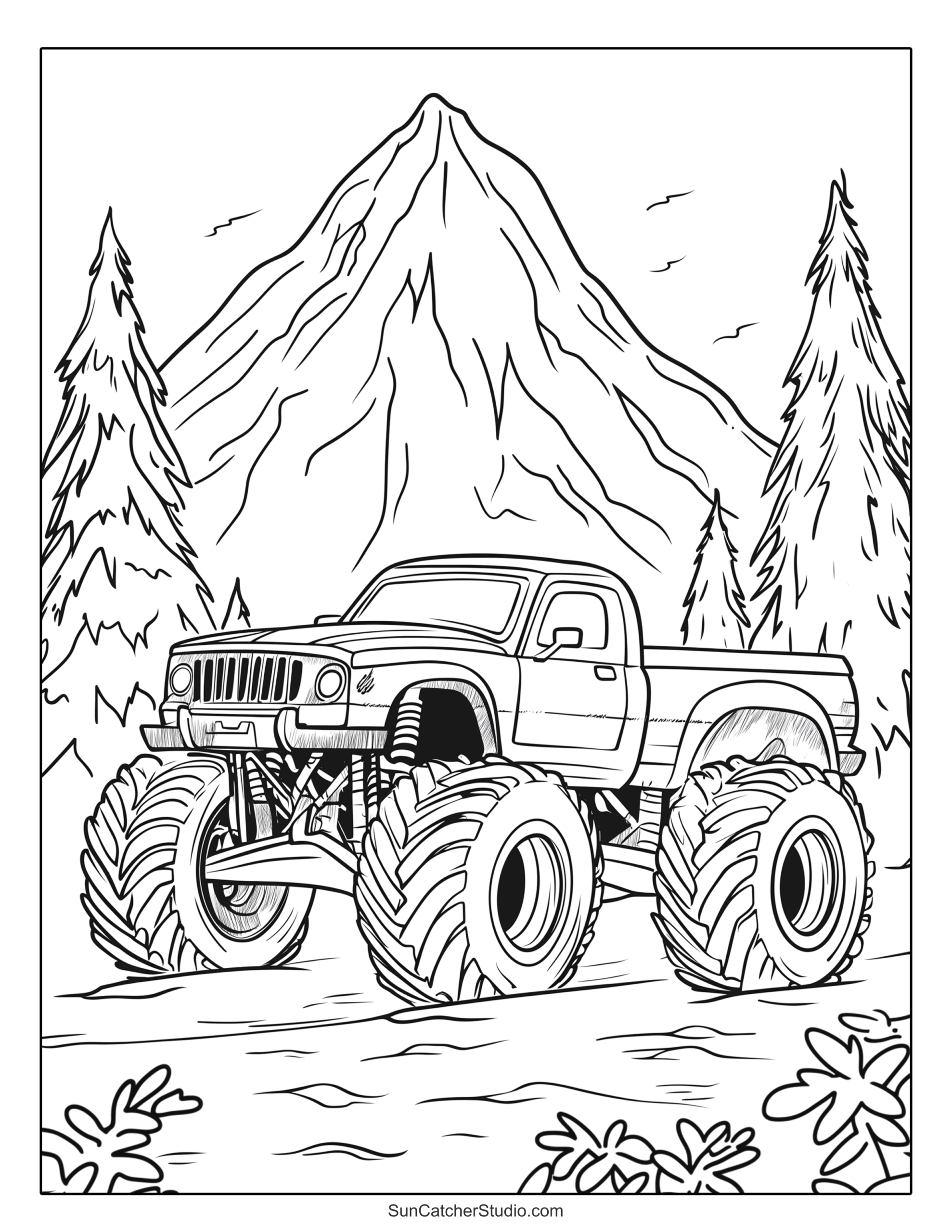 monster truck printable coloring pages