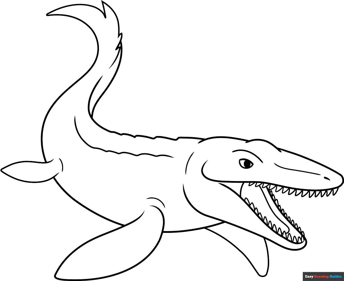 Mosasaurus Coloring Page Easy Drawing Guides