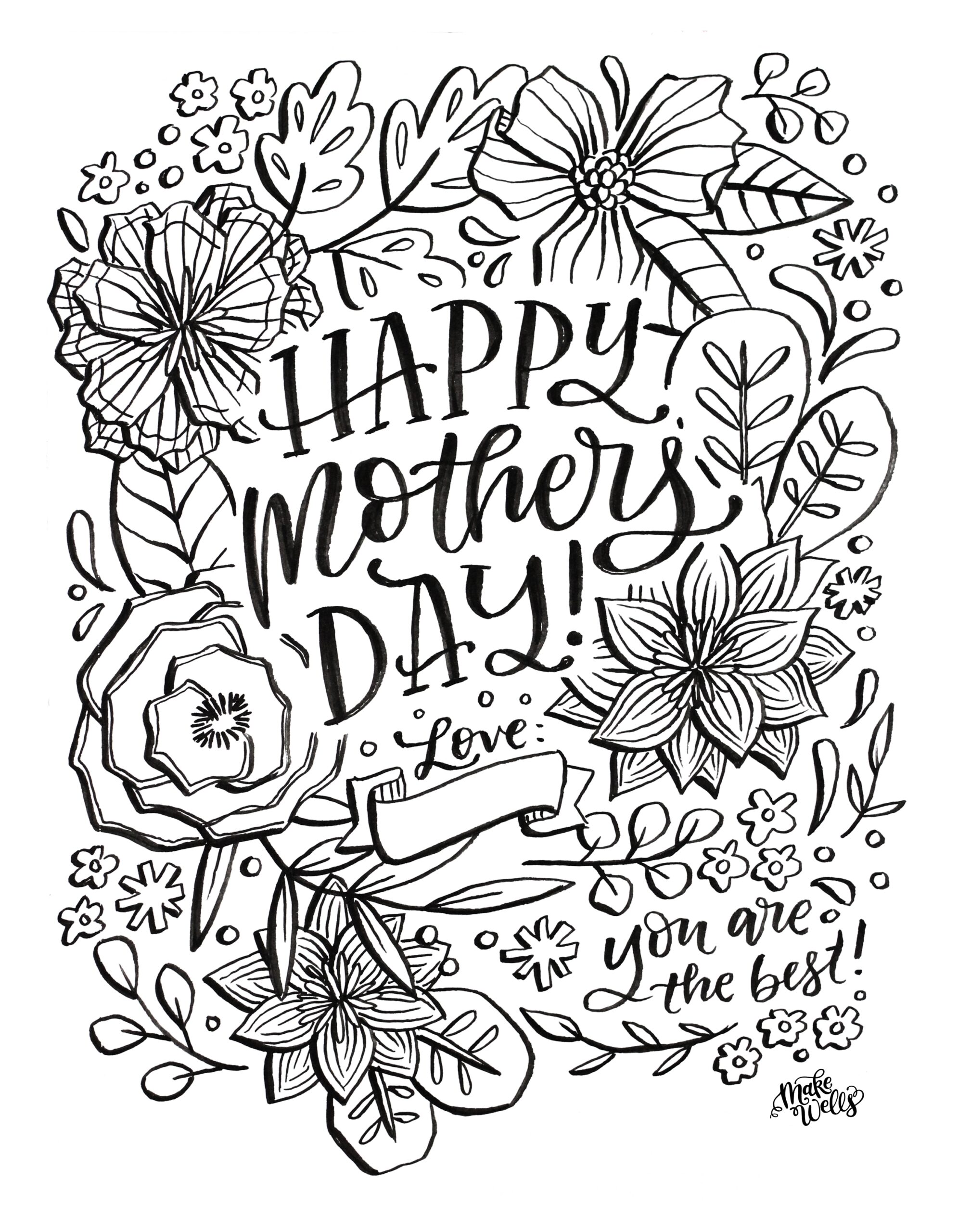 Mother s Day Coloring Page FREE Printable MakeWells