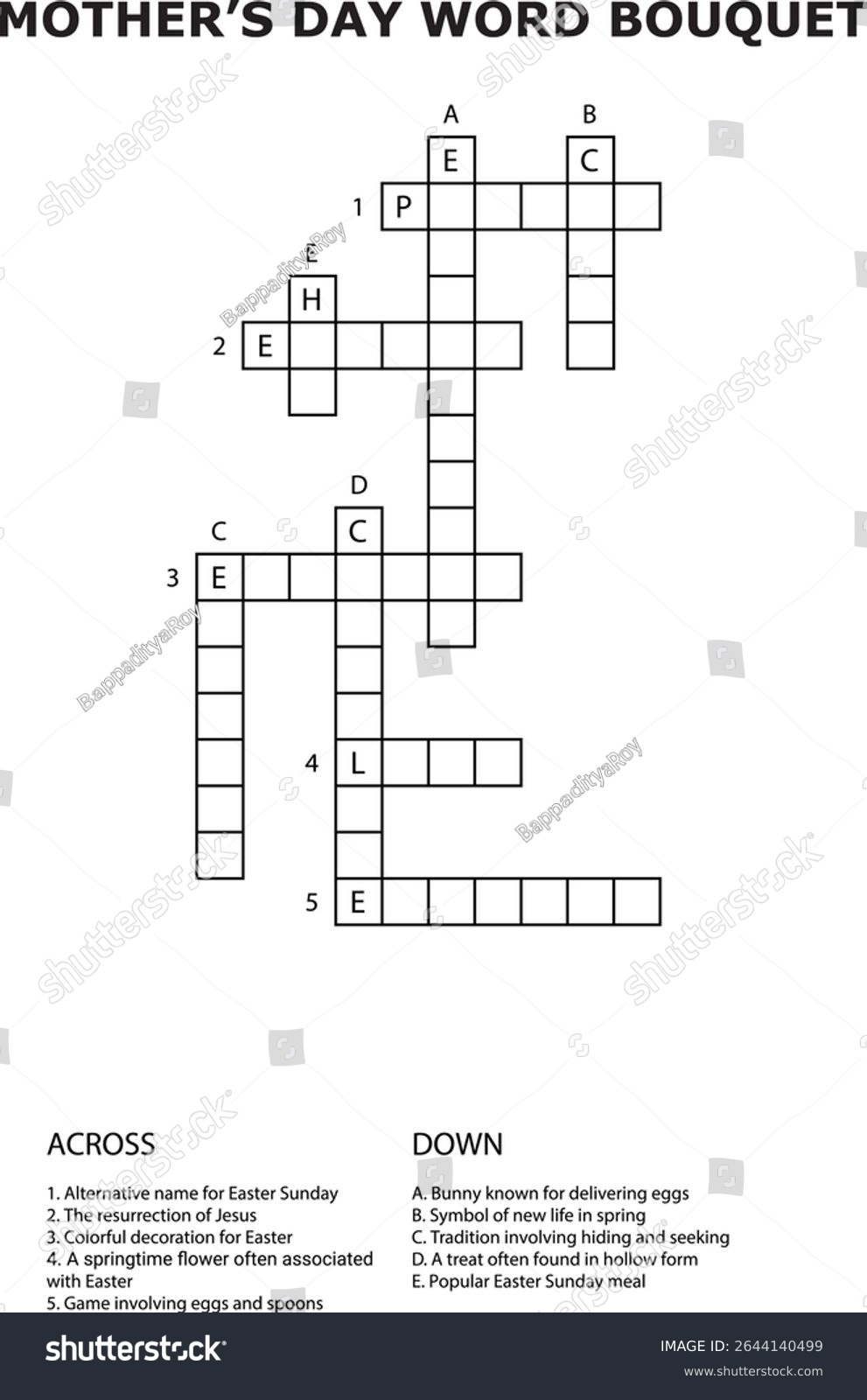 Mothers Day Word Bouquet Puzzle Grid Stock Vector Royalty Free 2644140499 Shutterstock