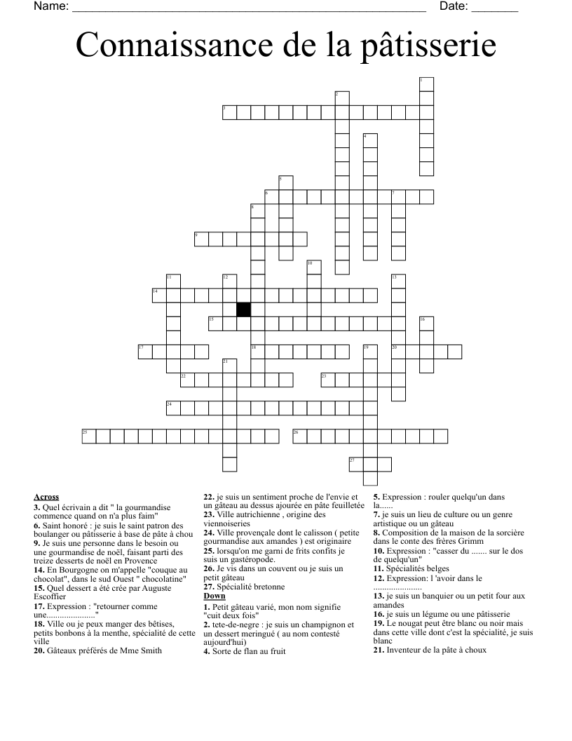Mots Crois s La Nourriture Crossword WordMint