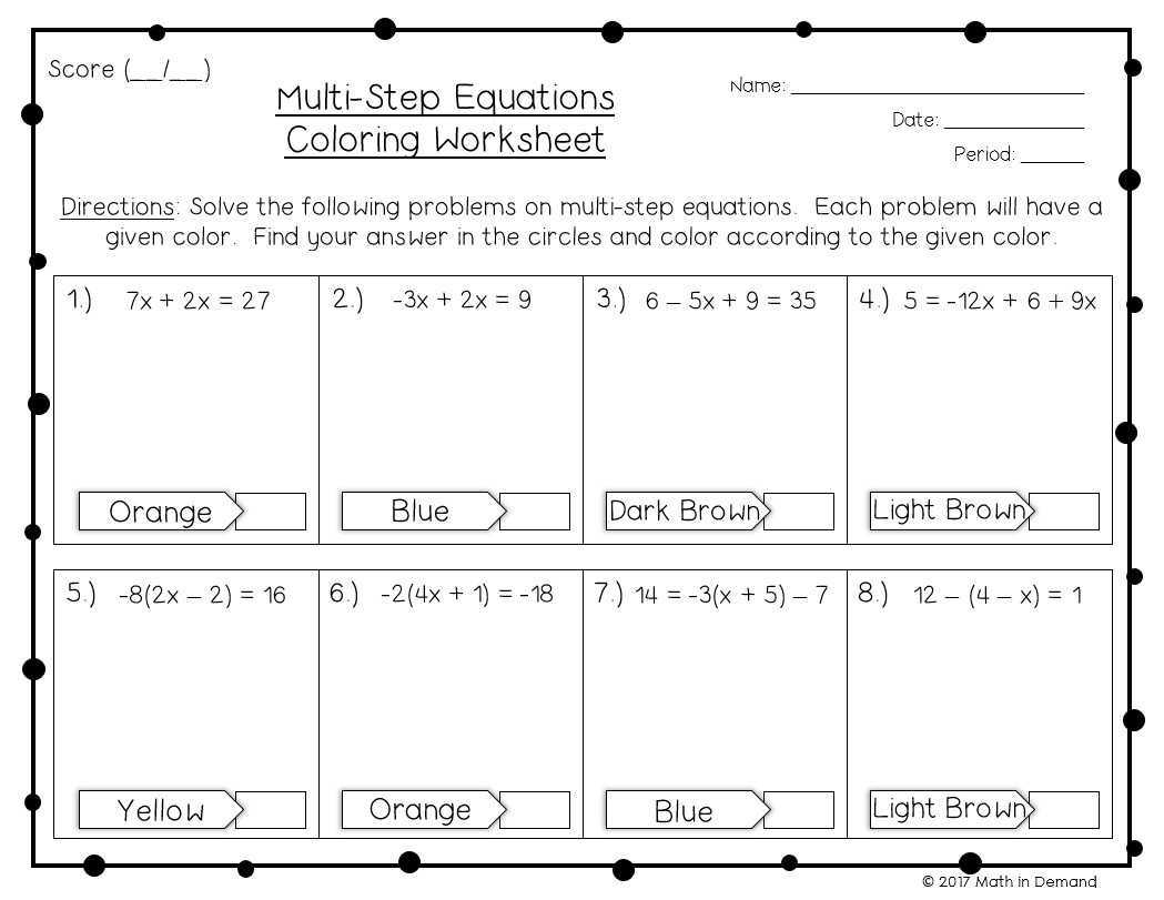 multi-step equations worksheet multi-step equations worksheet