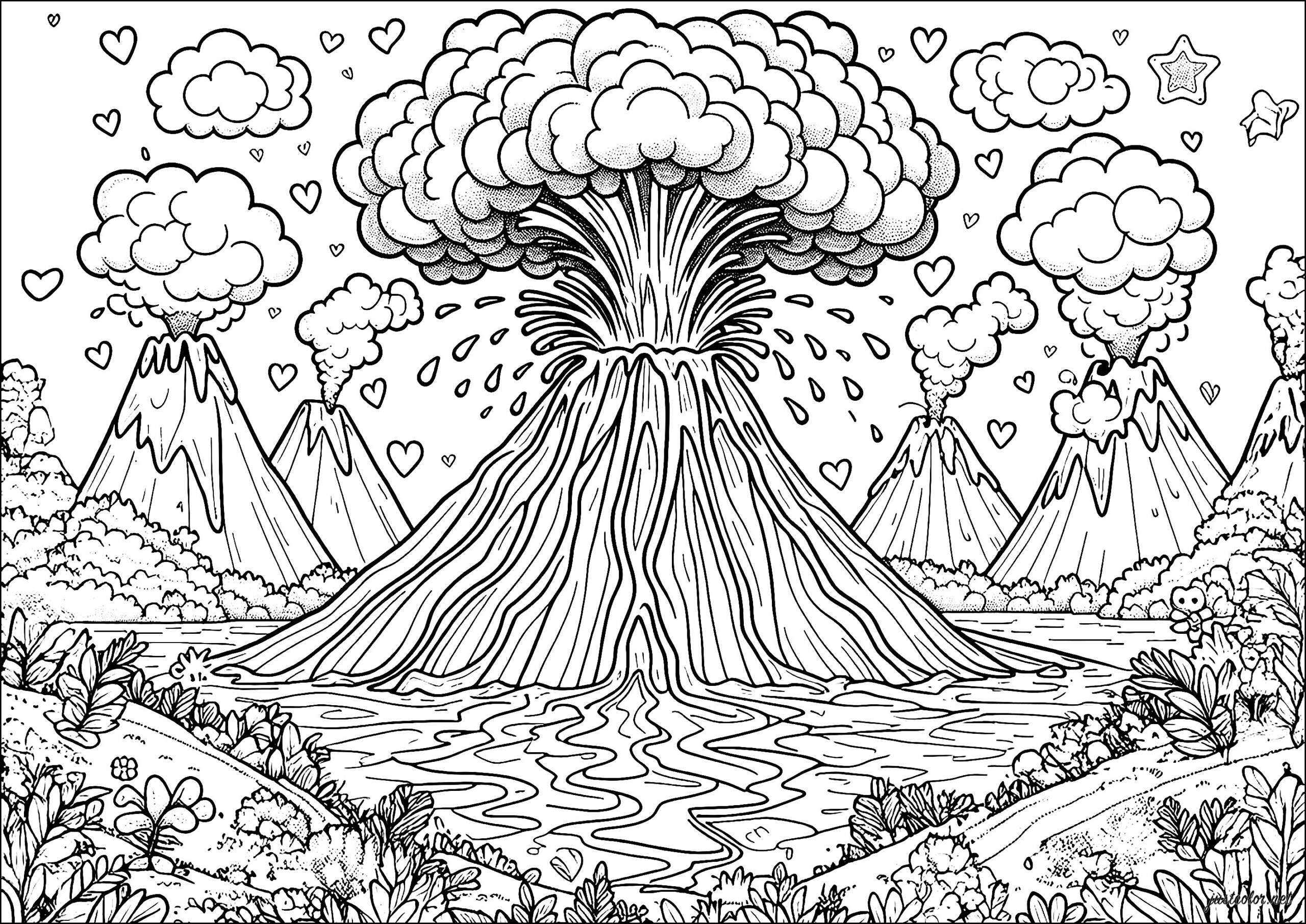 Multiple Volcanic Eruptions Volcano Coloring Pages Multiple Volcanic Eruptions Volcano Coloring Pages