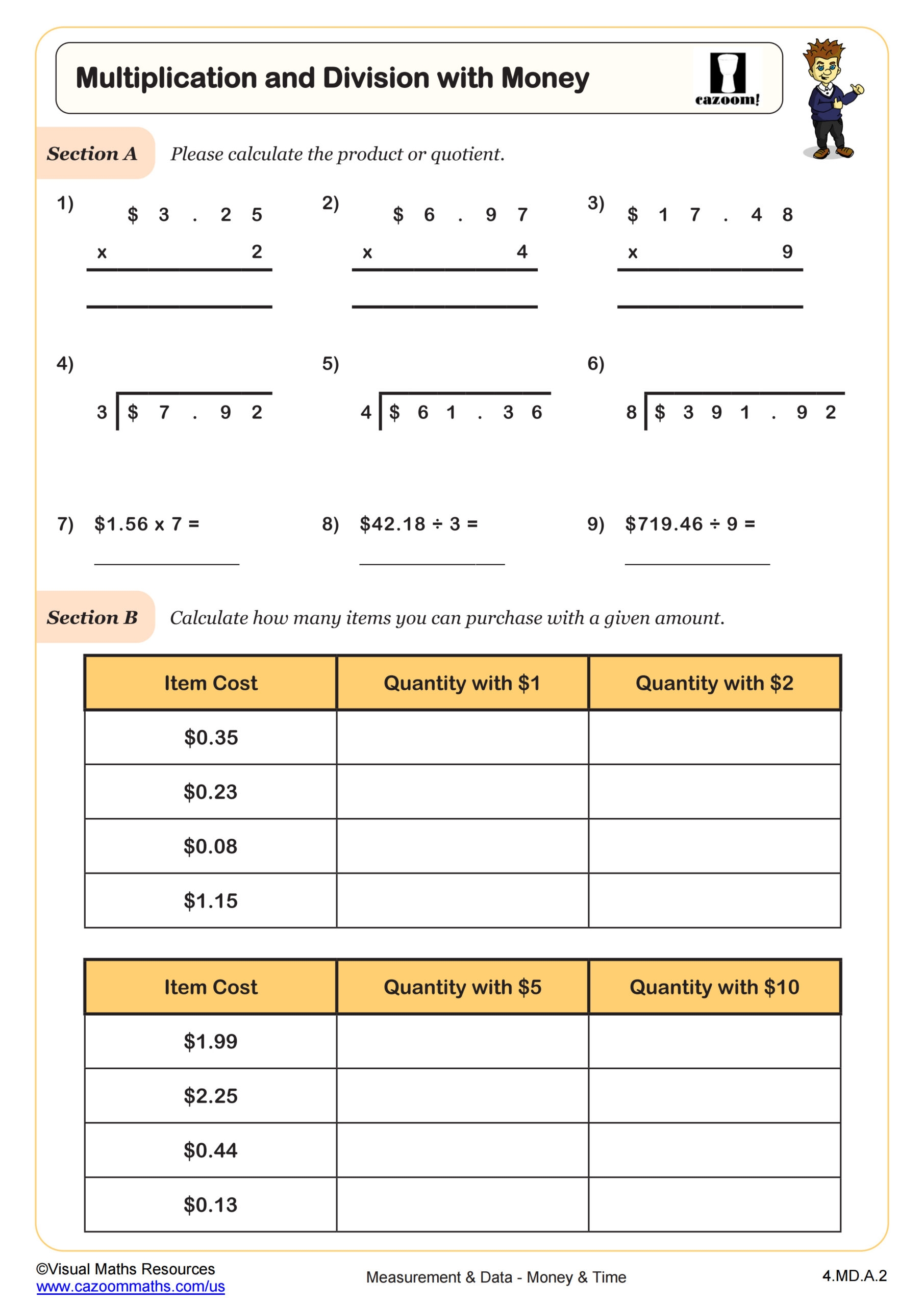 multiplication and division worksheets grade 3