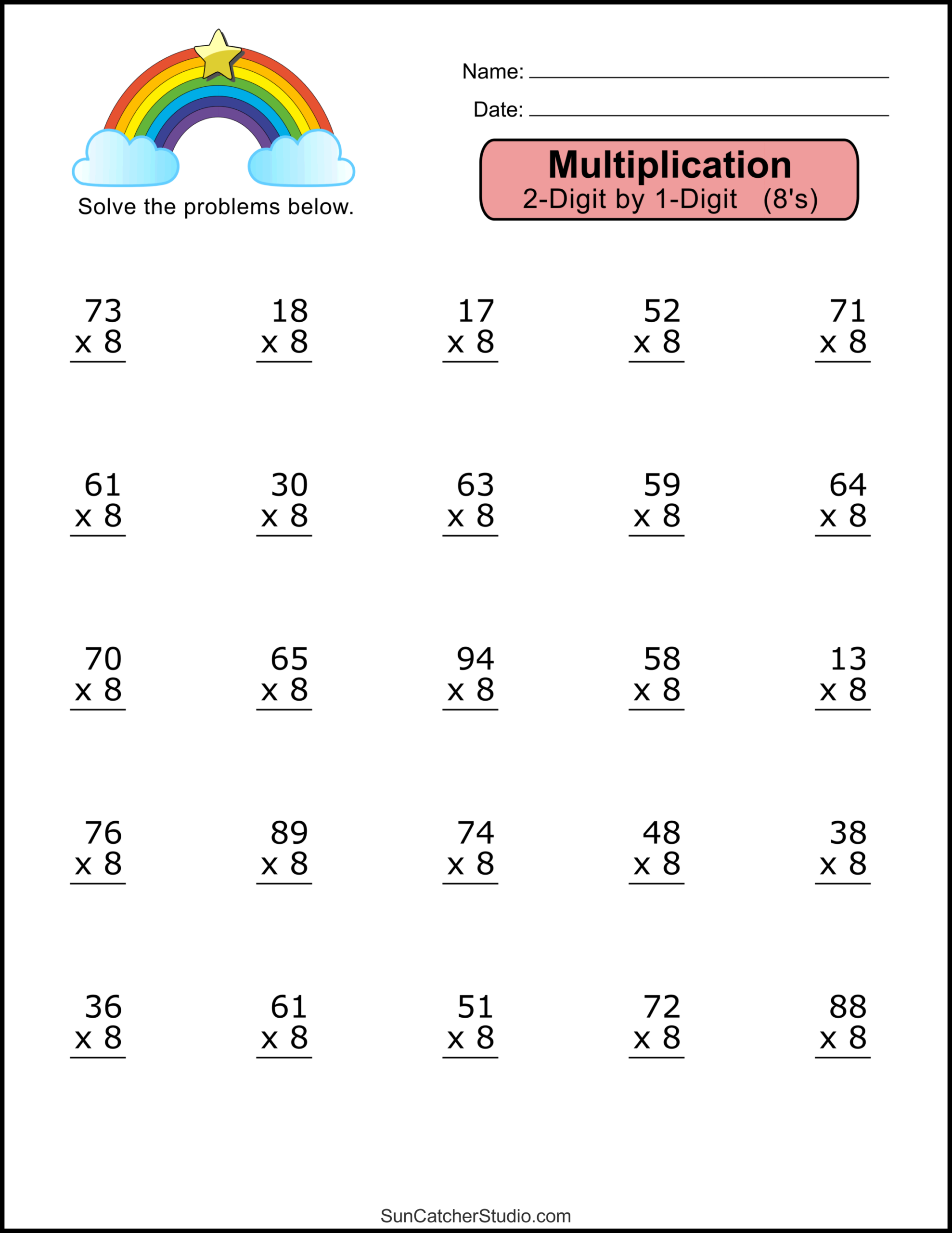 two digit multiplication worksheets