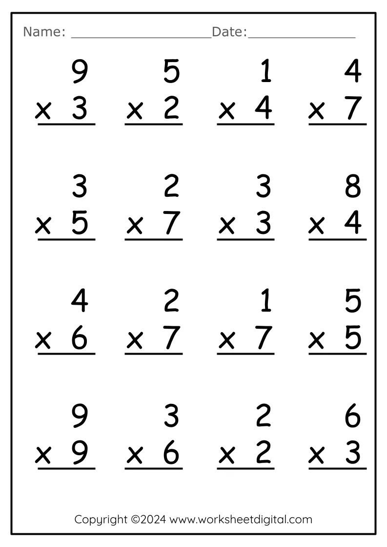 multiplication worksheets grade 3