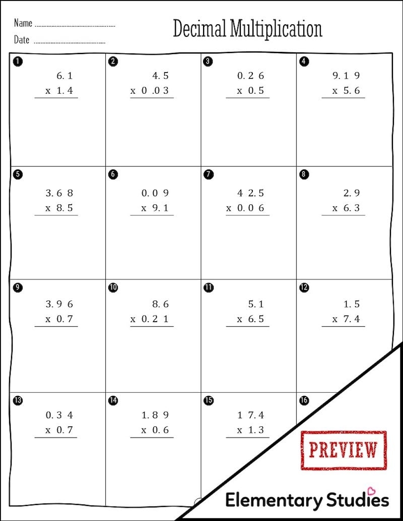 Multiplying Decimals By Decimals Worksheets Elementary Studies Multiplying Decimals By Decimals Worksheets Elementary Studies