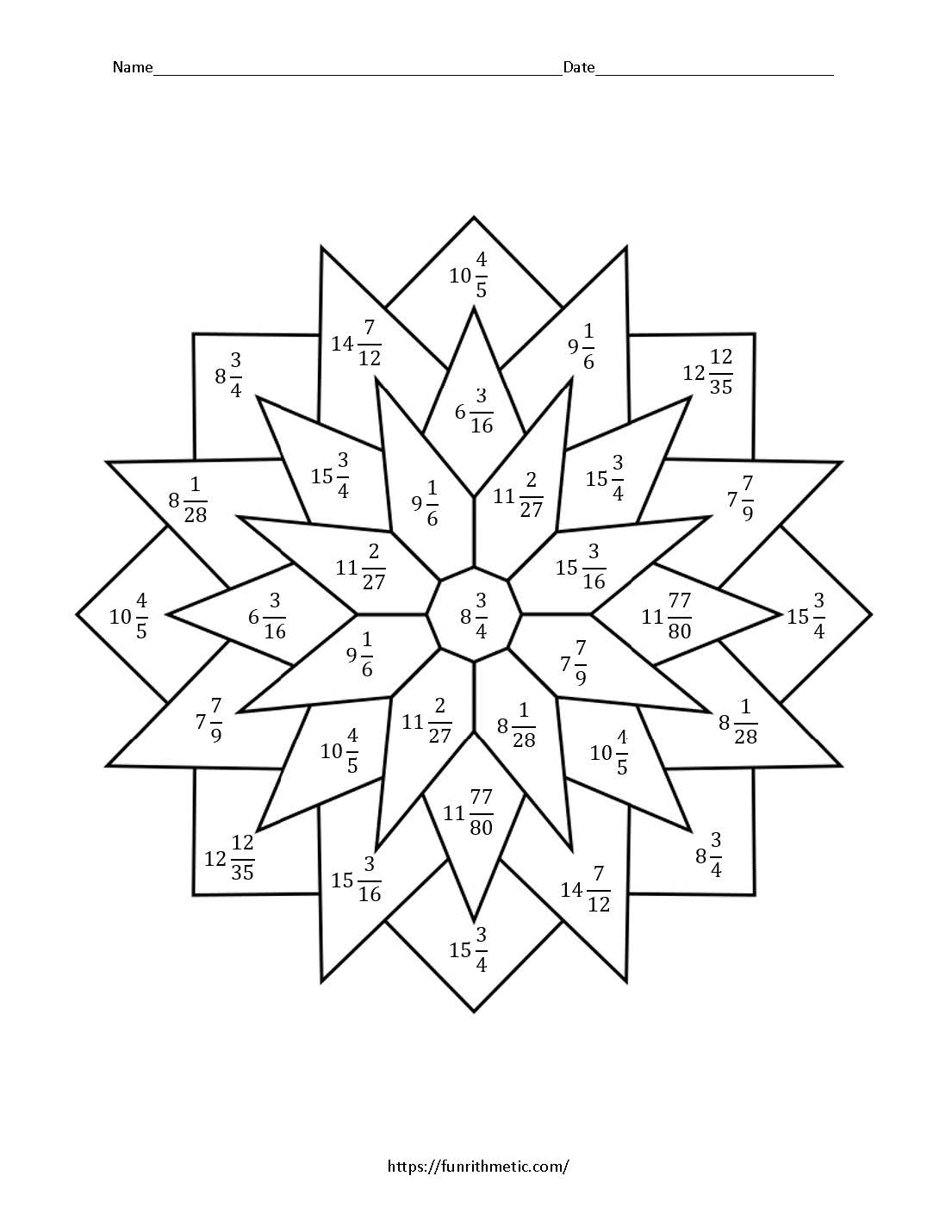 Multiplying Mixed Numbers Color By Number Funrithmetic