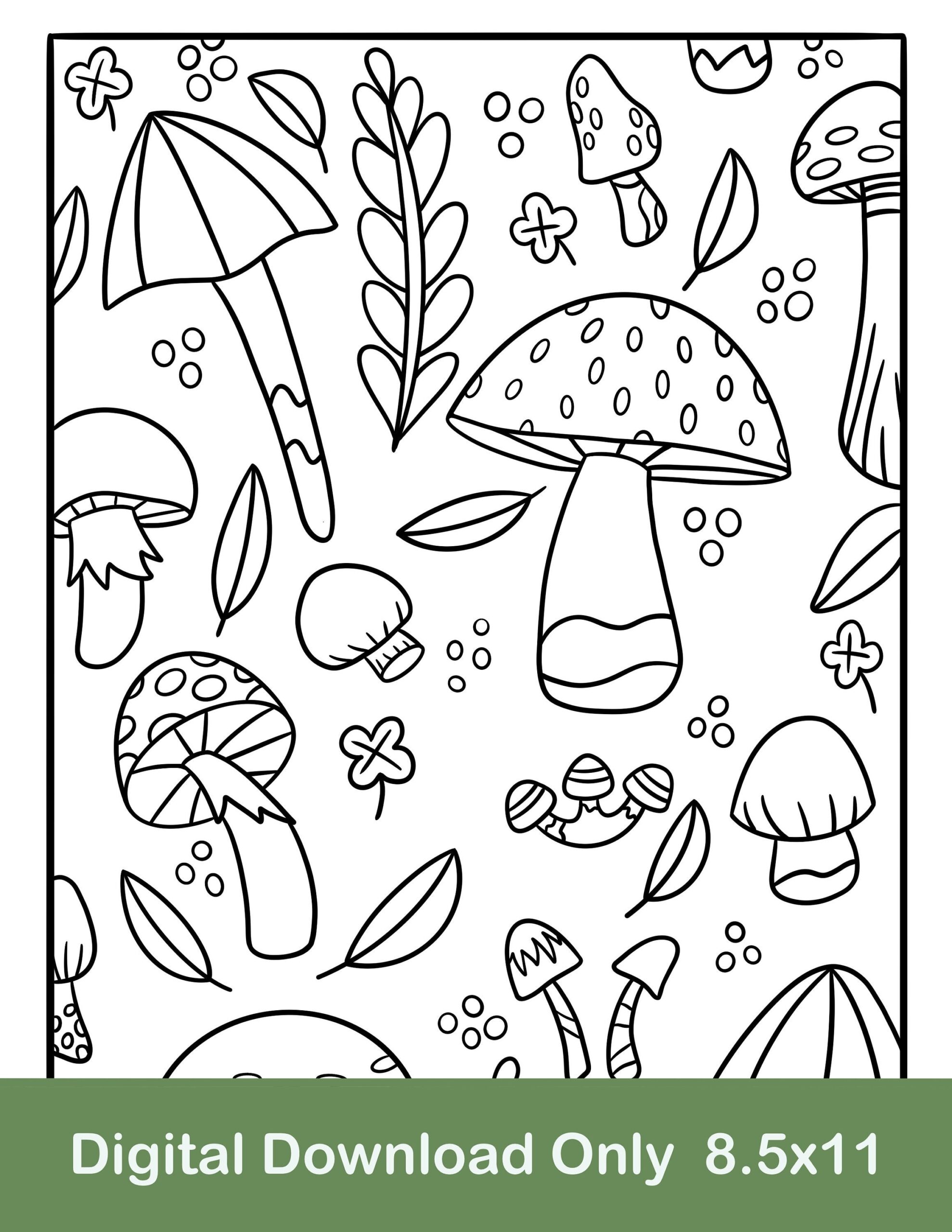 Mushroom Coloring Page Autumn Plants digital Download Etsy Mushroom Coloring Page Autumn Plants digital Download Etsy