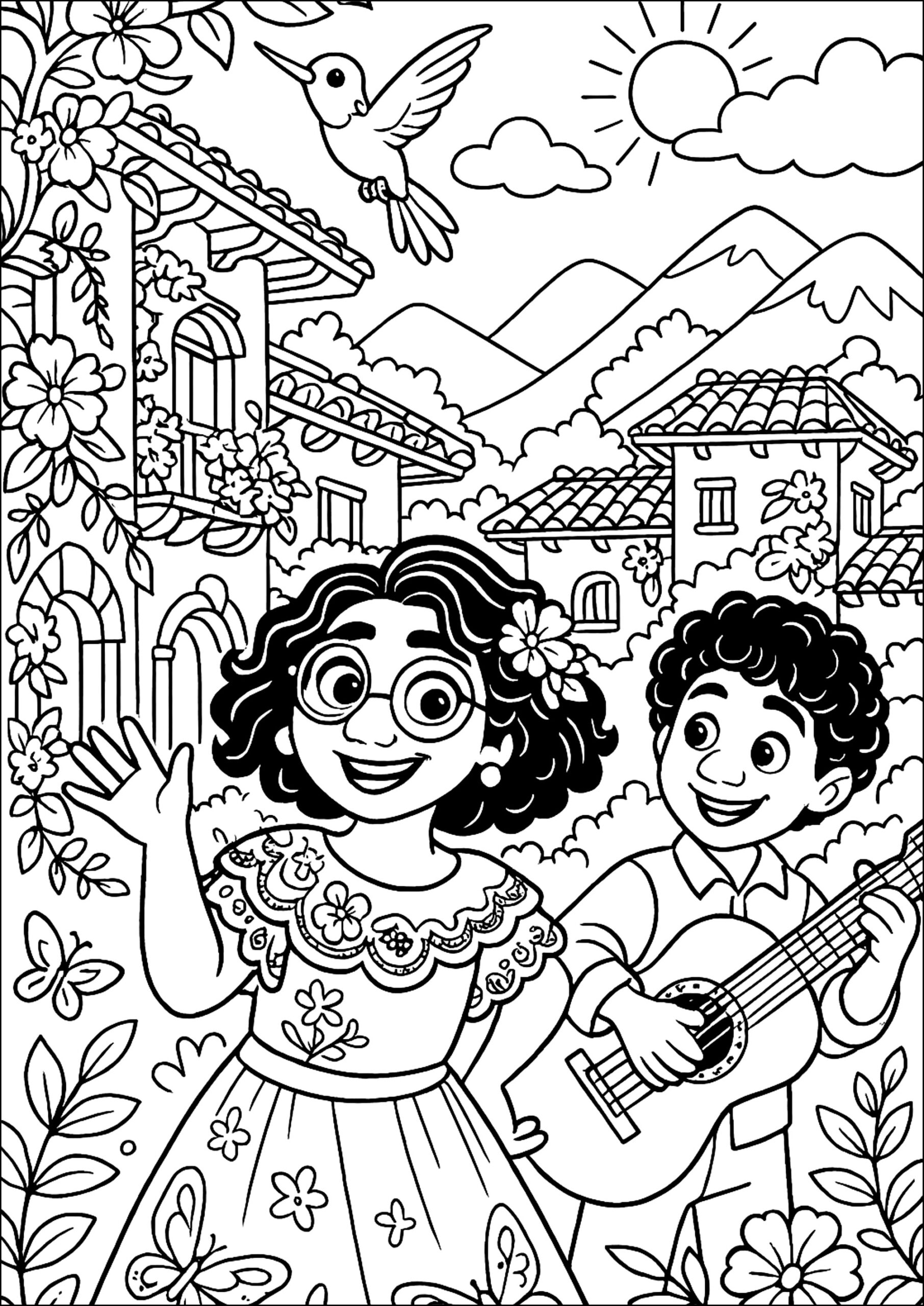 Music And Smiles Under The Sun Encanto Coloring Pages