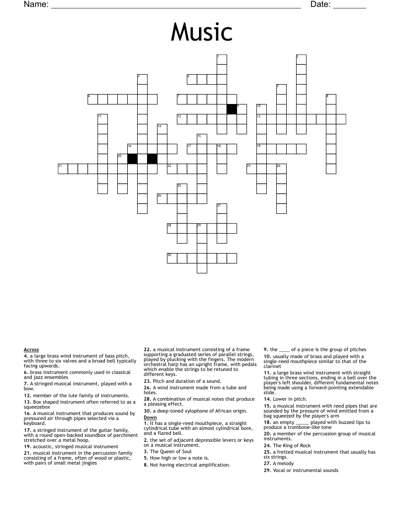 Music Crossword WordMint