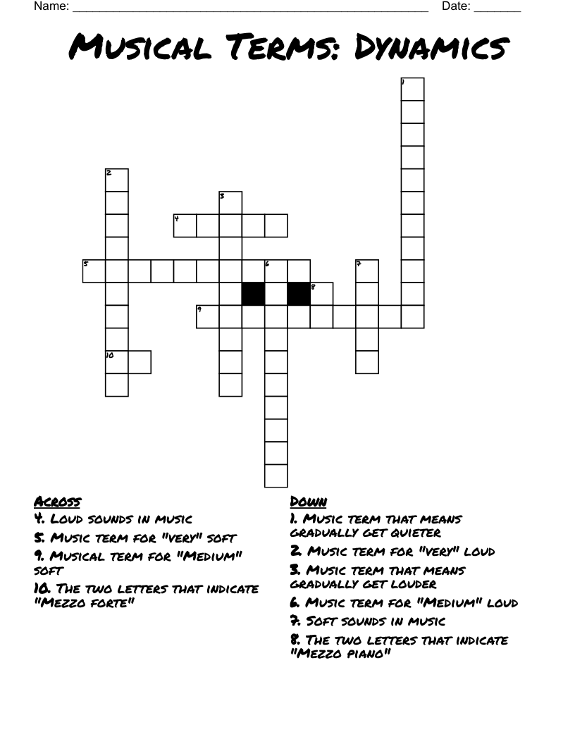 Musical Terms Dynamics Crossword WordMint