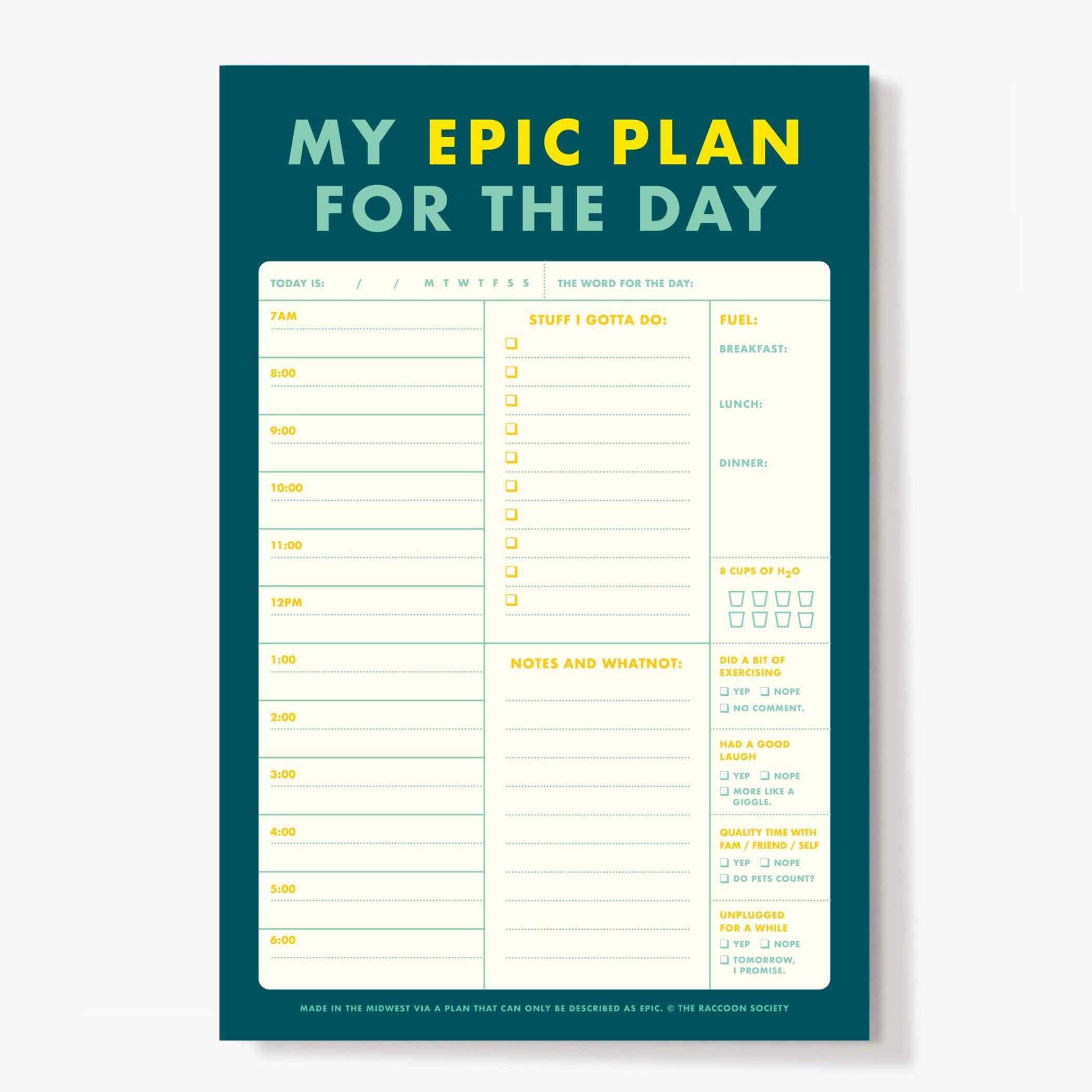 My Epic Plan Daily Planner Pad Etsy