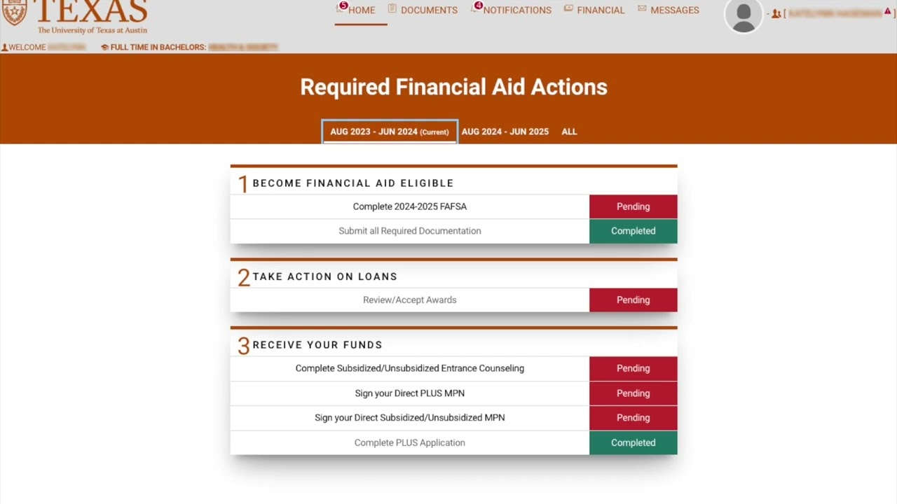 My Financial Aid Portal University Of Texas At Austin