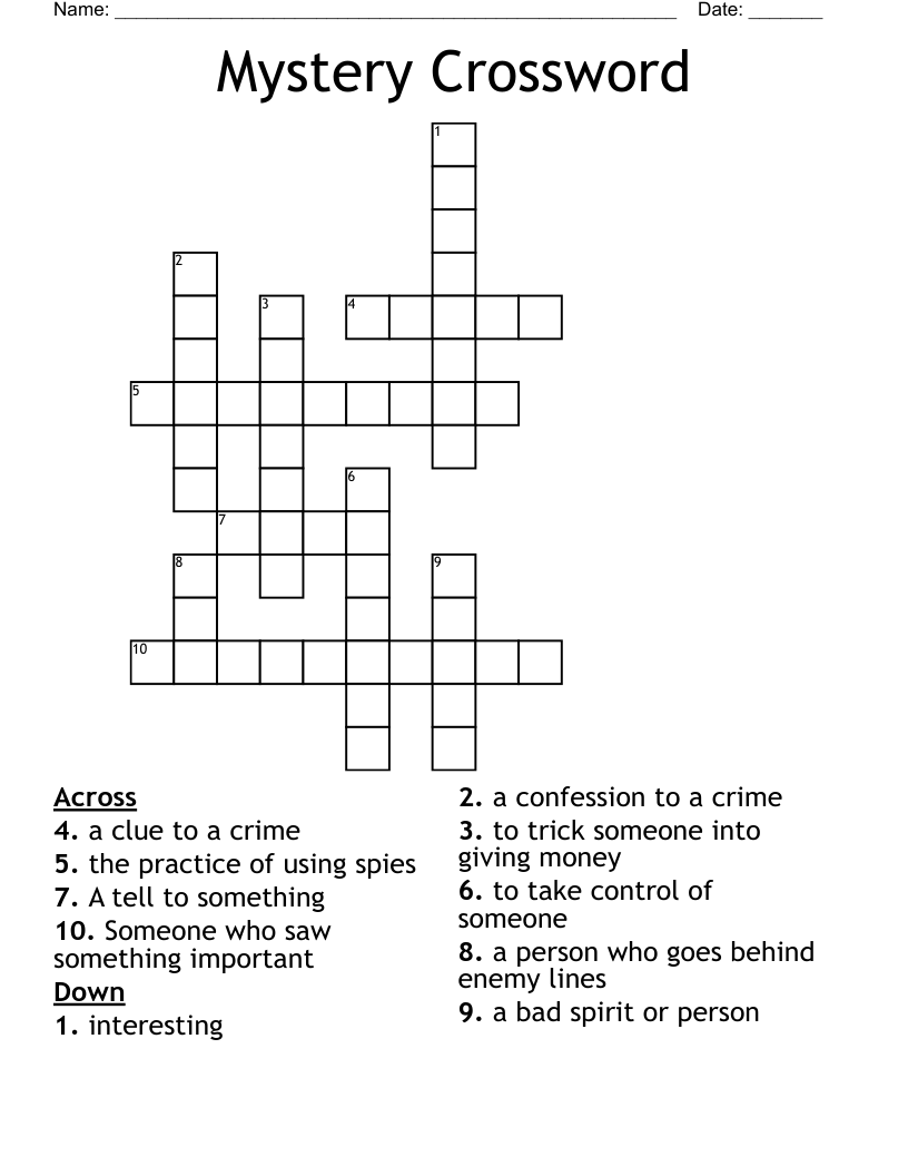 Mystery Crossword WordMint Mystery Crossword WordMint