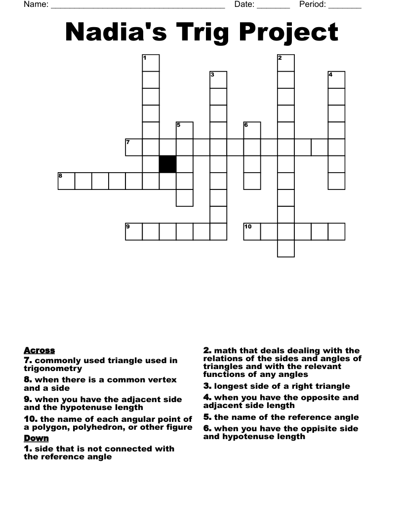 Nadia s Trig Project Crossword WordMint Nadia s Trig Project Crossword WordMint