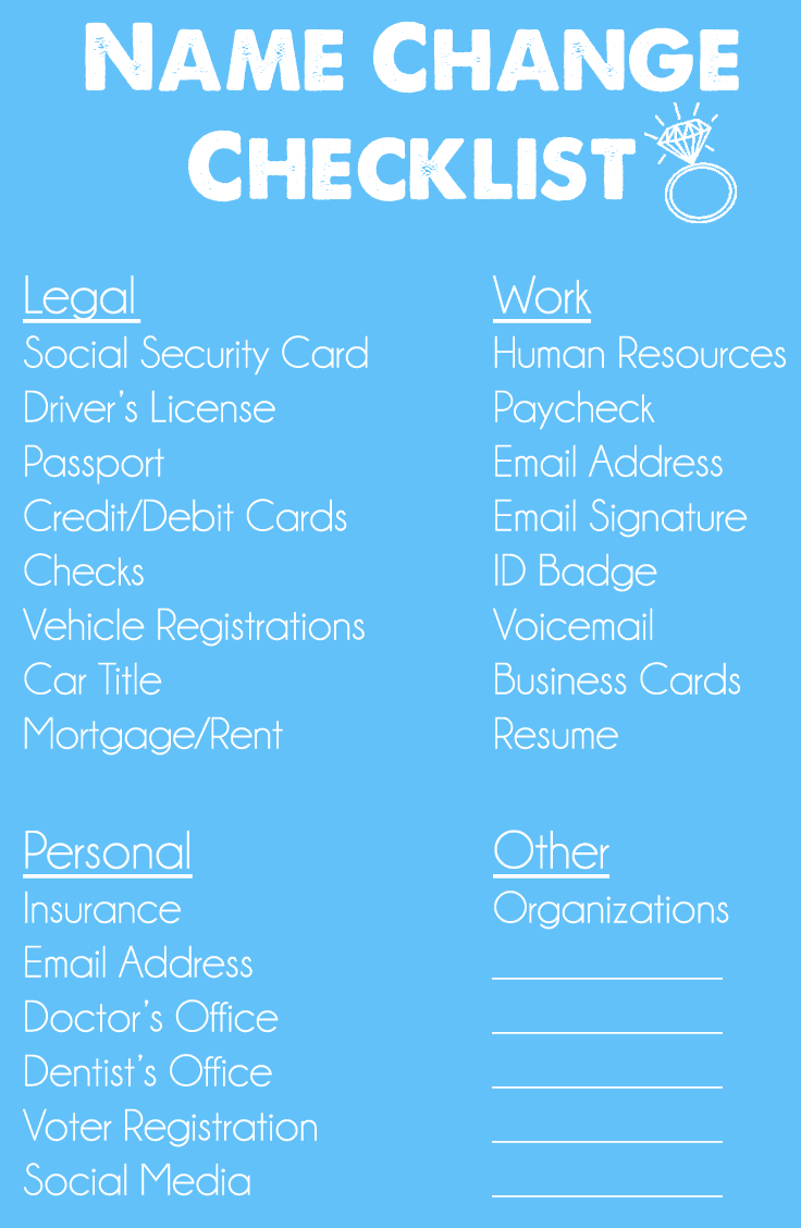 Name Change Checklist The Urben Life