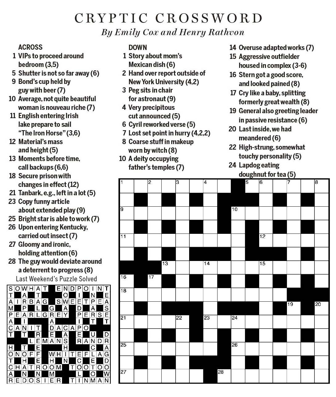 National Post Cryptic Crossword Forum Saturday May 5 2018 In For The Duration