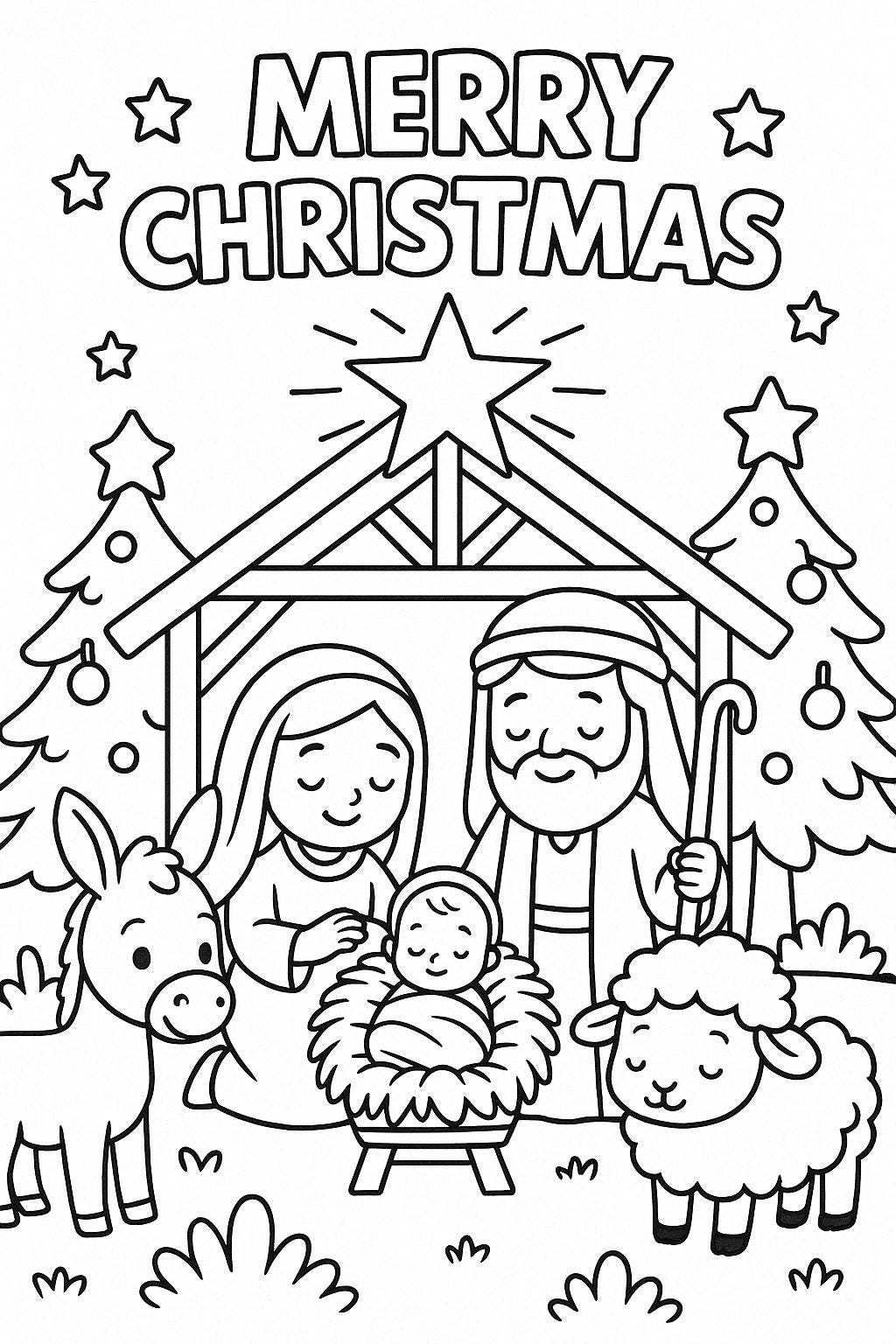 Nativity Scene Coloring Page Christmas Bible Lesson instant Download Etsy Israel