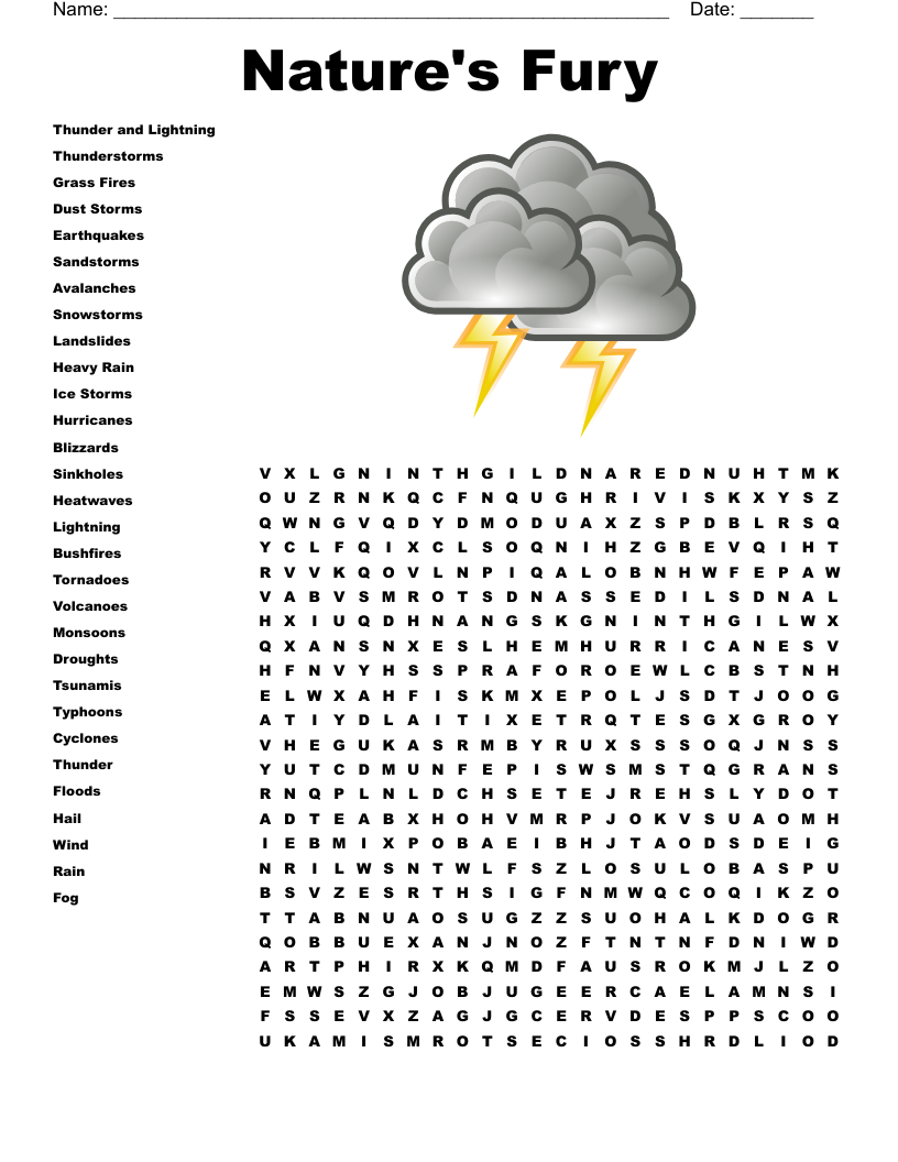 Nature s Fury Word Search WordMint