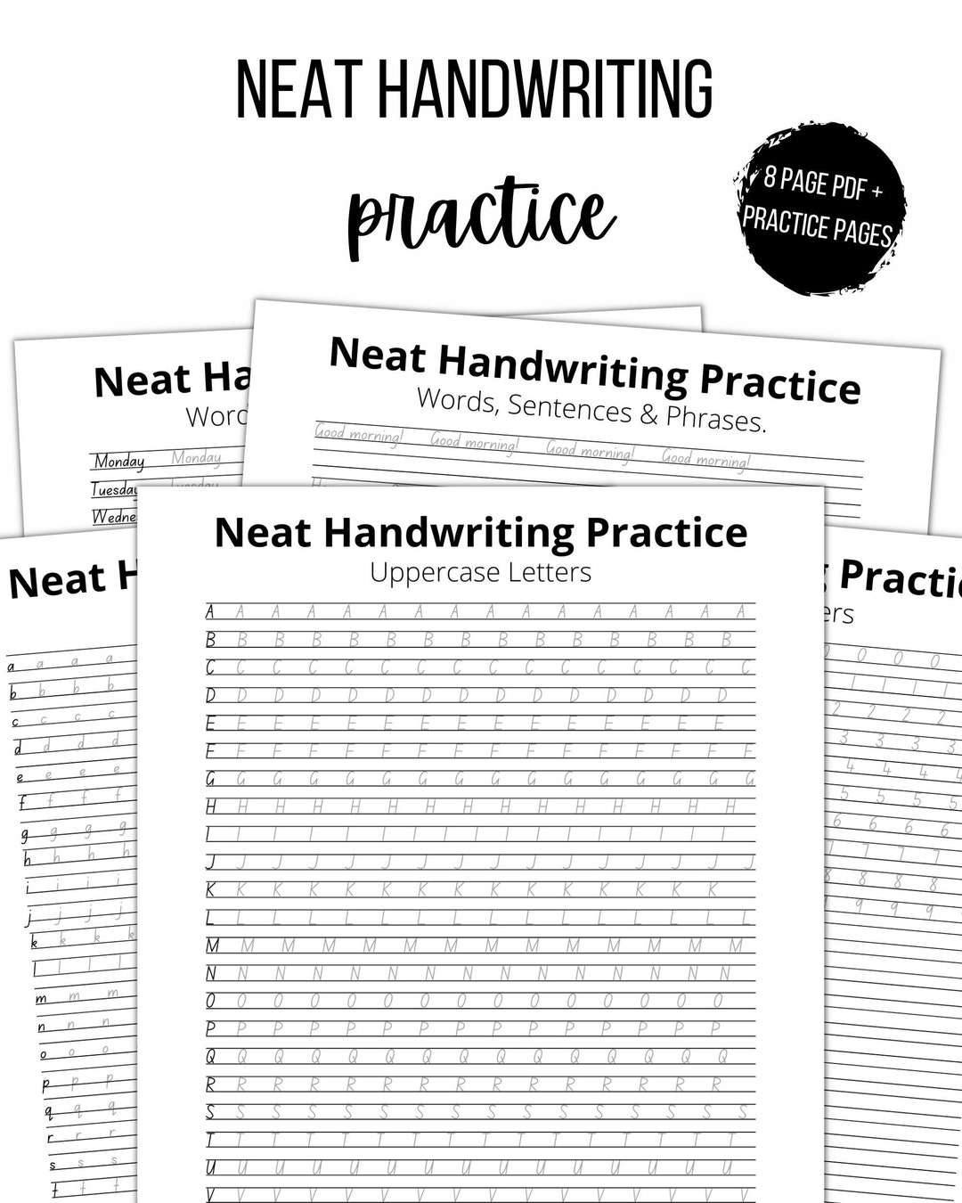 Neat Handwriting Practice Sheets Adult Handlettering Workbook digital Download Etsy Neat Handwriting Practice Sheets Adult Handlettering Workbook digital Download Etsy