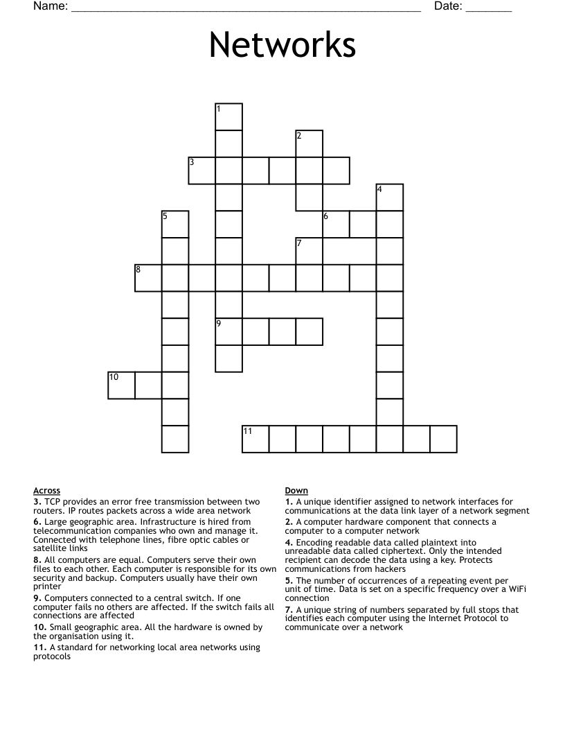 Networks Crossword WordMint Networks Crossword WordMint