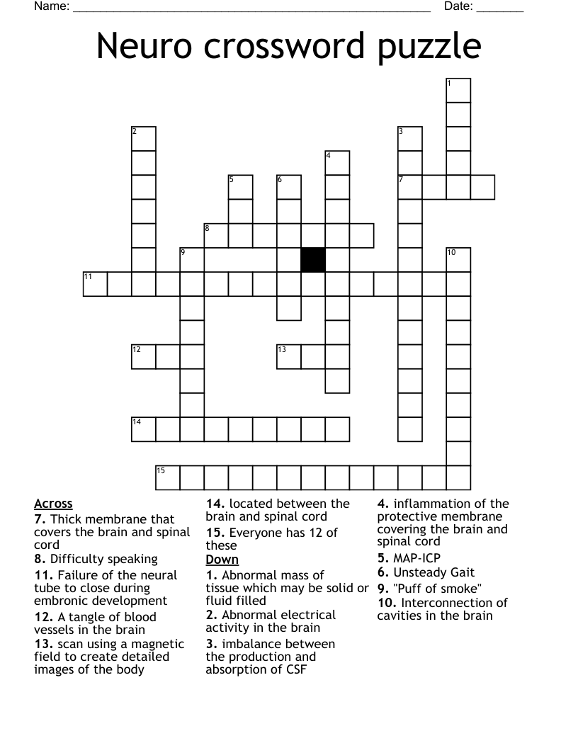 Neuro Crossword Puzzle WordMint